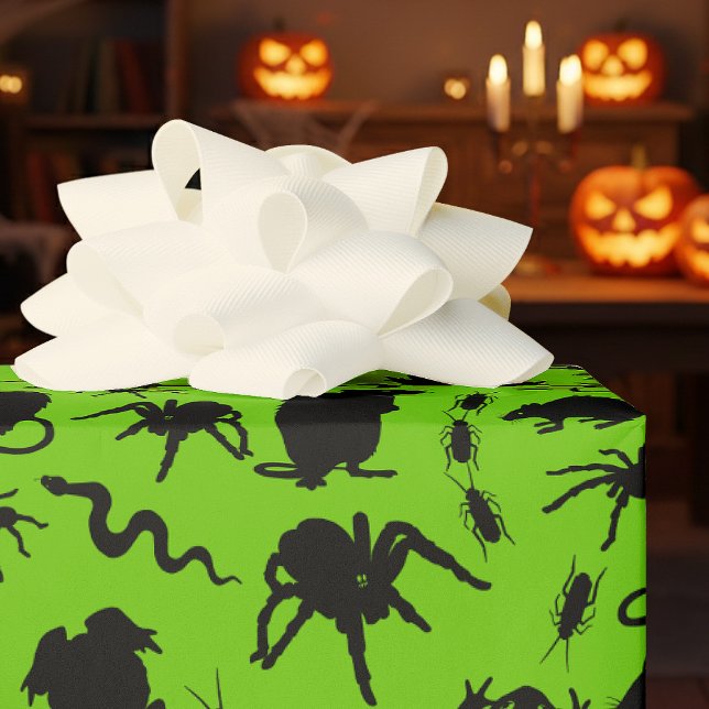 Black Creepy Crawly Critters Rats Horror Pattern Wrapping Paper (Creator Uploaded)