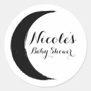 Black Crescent Dark Moon Astrology Zodiac Party Classic Round Sticker