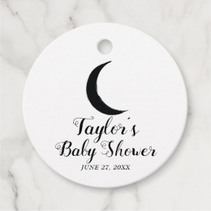 Black Crescent Moon Astrology Zodiac Baby Shower Favour Tags