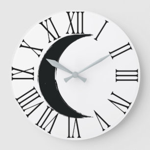 Black Crescent Waning Magic Dark Moon Astrology  Large Clock