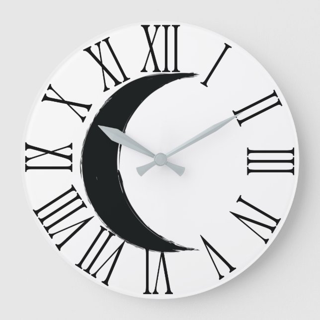 Black Crescent Waning Magic Dark Moon Astrology  Large Clock (Front)