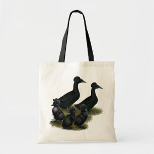 Black Crested Duck Family Tote Bag