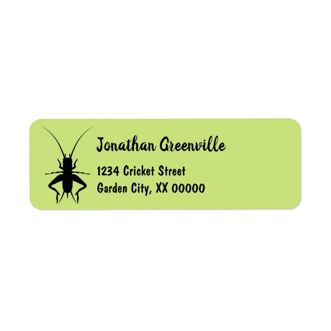 Black Cricket Graphic Personalised Return Address Label (Front)