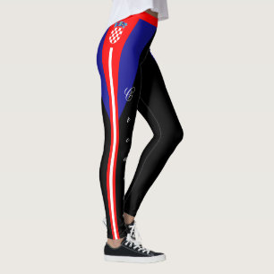 Black Croatia fashion leggings, Croatian Flag Leggings