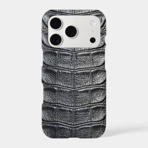 Black Crocodile Alligator Faux Leather Print