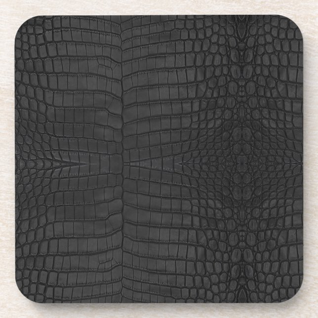 Black Crocodile Leather Print Coaster (Front)