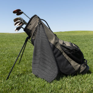 Black Crocodile Leather Print Golf Towel