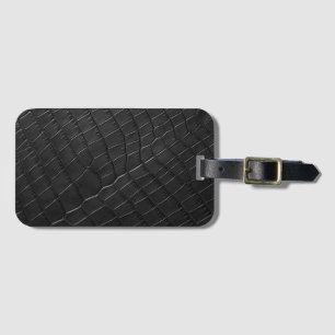 Black Crocodile leather print,  Luggage Tag