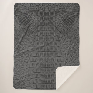 Black Crocodile Leather Sherpa Blanket