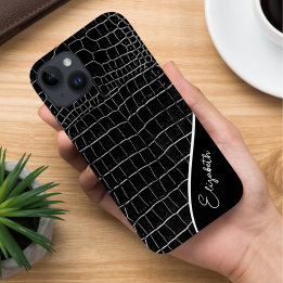 Black Crocodile Personalised Case-Mate iPhone 14 Case