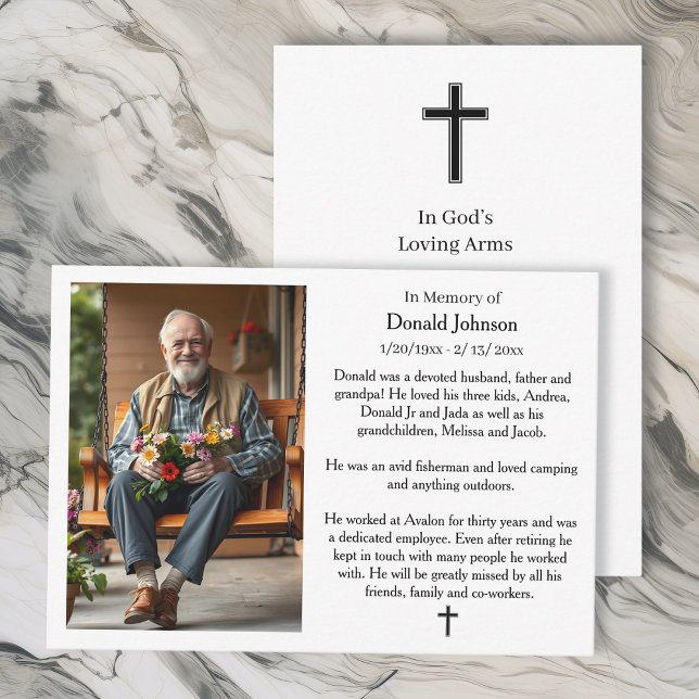 Black Cross and Poem Photo Memorial Card (Creator Uploaded)