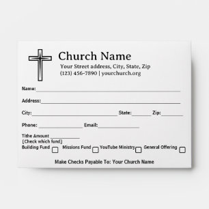 Black Cross Church Tithe Offer Collection Envelope