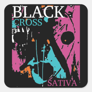 Black Cross SATIVA Square Sticker