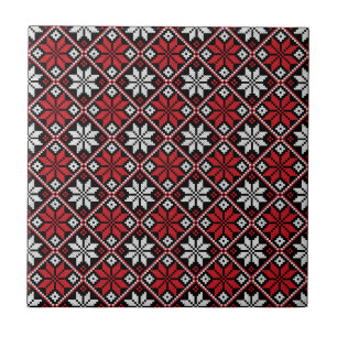 Black cross-stitch pattern tile