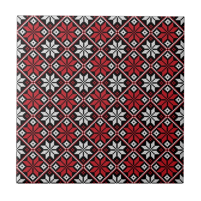 Black cross-stitch pattern tile (Front)