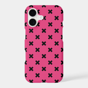 Black cross stitches on fuchsia