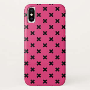 Black cross stitches on fuchsia iPhone x case