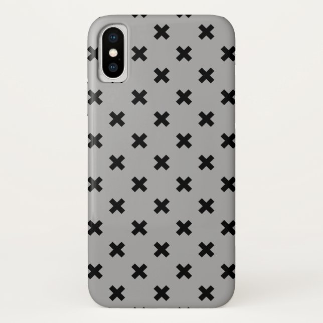 Black cross stitches on grey Case-Mate iPhone case (Back)