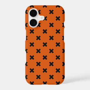 Black cross stitches on orange