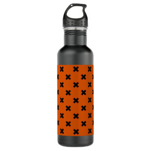 Black cross stitches on orange 710 ml water bottle