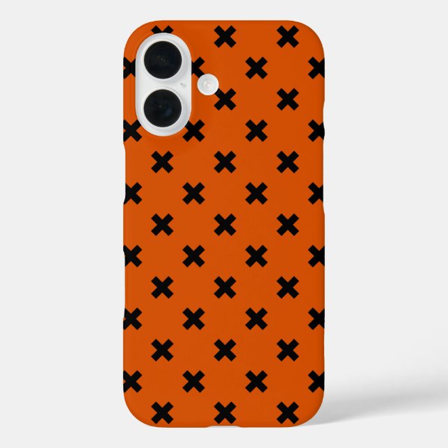 Black cross stitches on orange Case-Mate iPhone case (Back)