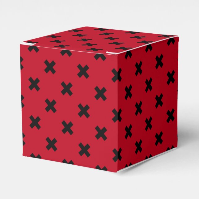 Black cross stitches on red favour box (Front Side)