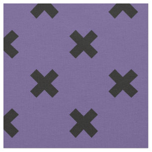 Black cross stitches on ultra violet fabric