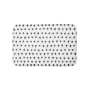 Black Crosses Hand Drawn Geometrical Bath Mat