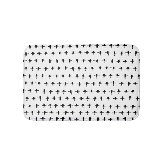 Black Crosses Hand Drawn Geometrical Bath Mat (Front)