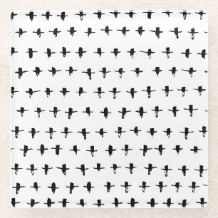 Black Crosses Hand Drawn Geometrical Glass Coaster