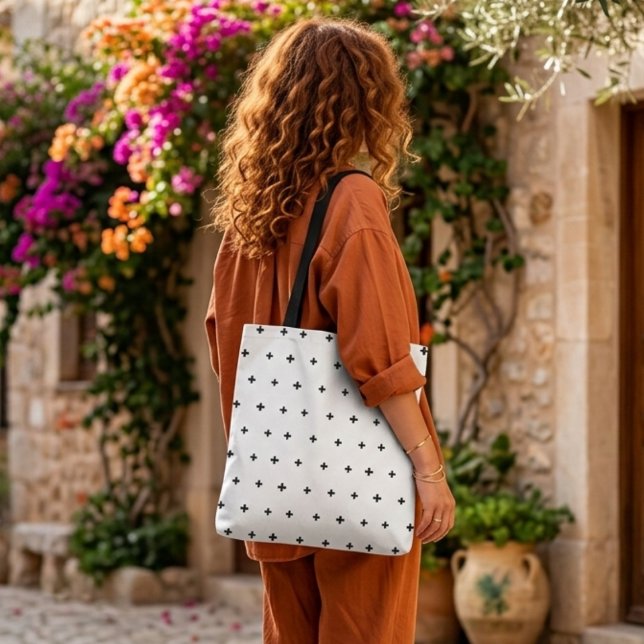 Black crosses modern shopping tote bag (Creator Uploaded)