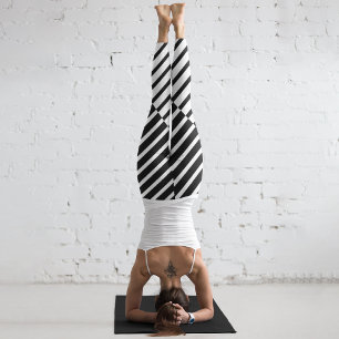 Black Crossing Stripe Capri Leggings