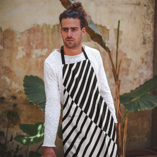 Black Crossing Stripes Apron