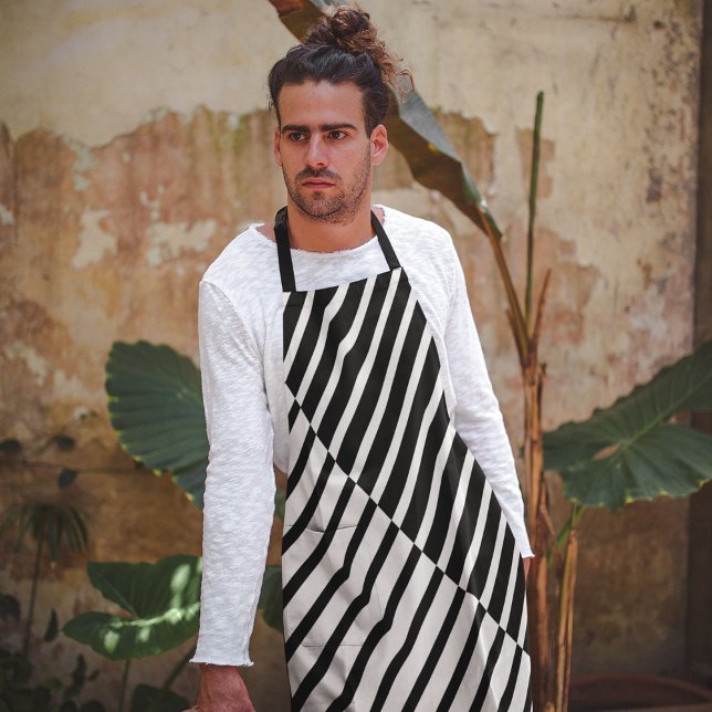 Black Crossing Stripes Apron (Creator Uploaded)