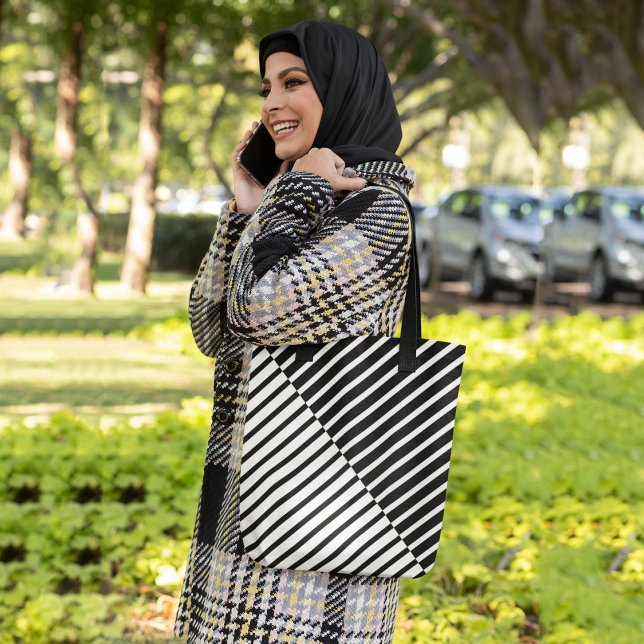 Black Crossing Stripes Tote Bag (Creator Uploaded)