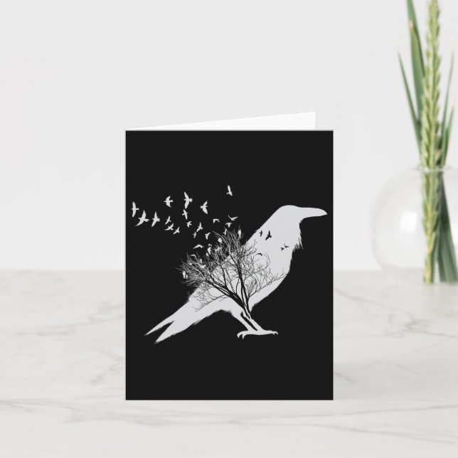 Black Crow Bird  Card (Front)
