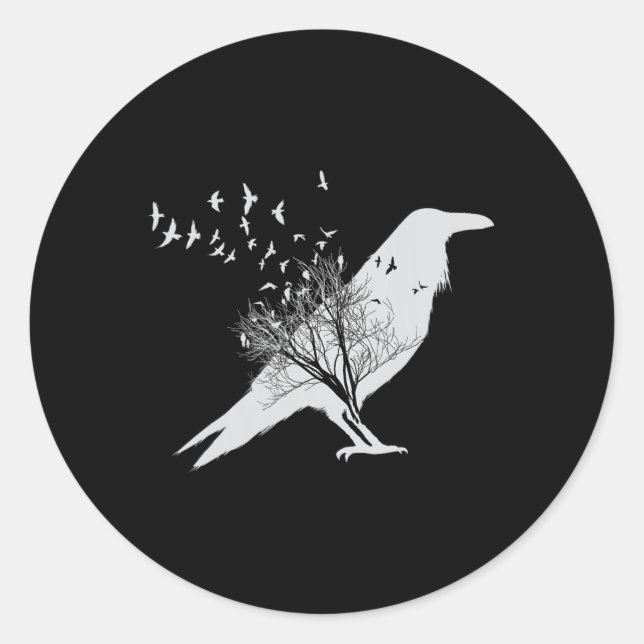 Black Crow Bird  Classic Round Sticker (Front)