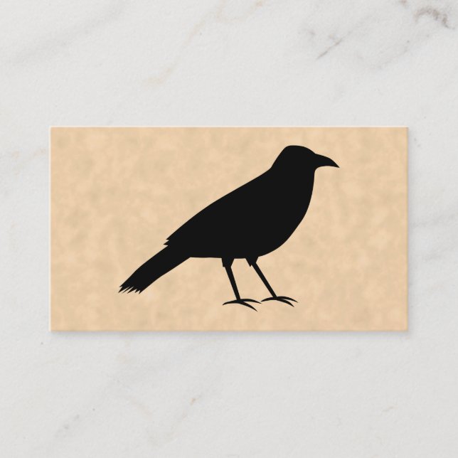 Black Crow Bird on a Parchment Pattern. Business Card (Front)