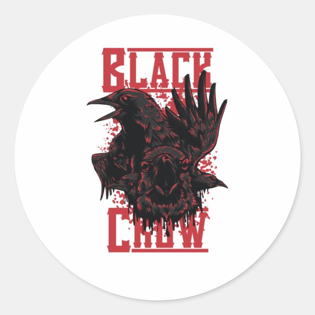 Black Crow Classic Round Sticker (Front)