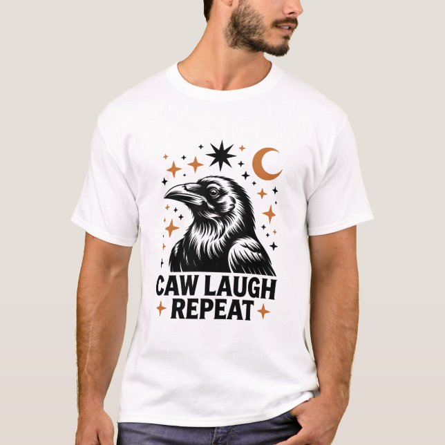 Black Crow F, Caw F, Funny Bird Dance Cool Present T-Shirt (Front)