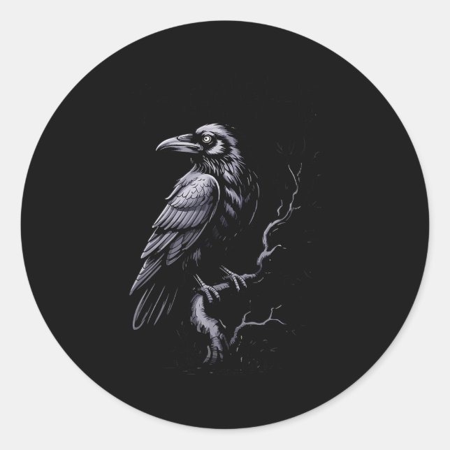 Black Crow, F-caw-f Funny Black Bird  Classic Round Sticker (Front)