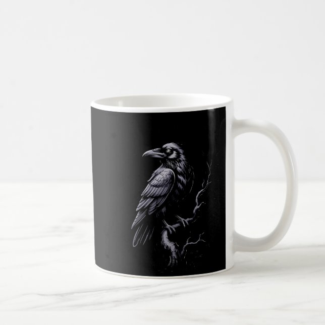 Black Crow, F-caw-f Funny Black Bird  Coffee Mug (Right)