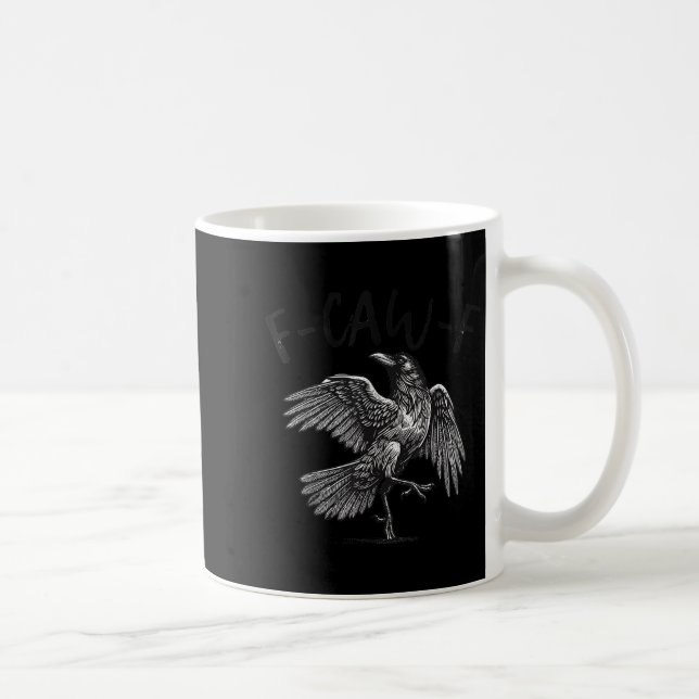 Black Crow, F-caw-f Funny Black Bird  Coffee Mug (Right)