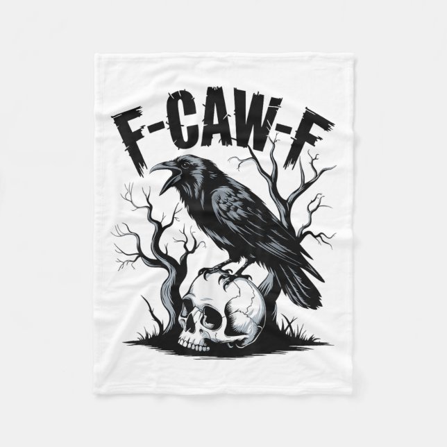 Black Crow, F-caw-f Funny Black Bird  Fleece Blanket (Front)