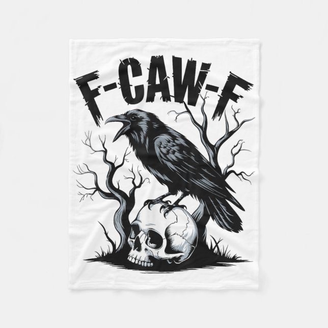 Black Crow, F-caw-f Funny Black Bird  Fleece Blanket (Front)