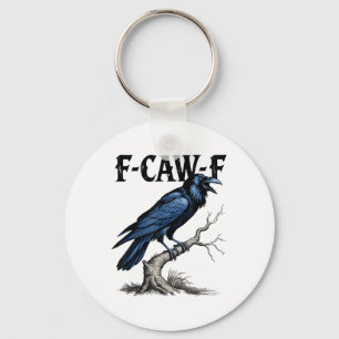 Black Crow, F-caw-f Funny Black Bird Key Ring