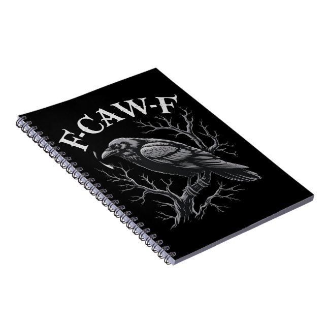 Black Crow F-Caw-F Funny Black Bird Moon Gothic Notebook (Right Side)