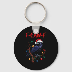 Black Crow, F-caw-f Meme Black Bird With Santa Hat Key Ring