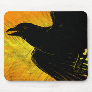 Black Crow Grunge Mouse Pad