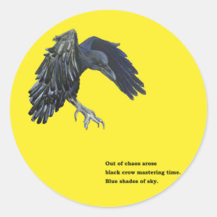 Black Crow & Haiku Illustration Classic Round Sticker